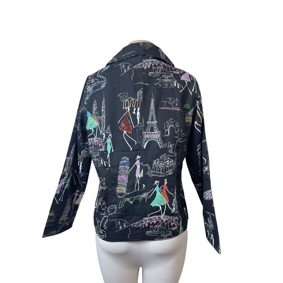 Parsley & Sage Womens Fashion Jacket With Colorful City Print Sz M - Picture 3 of 7